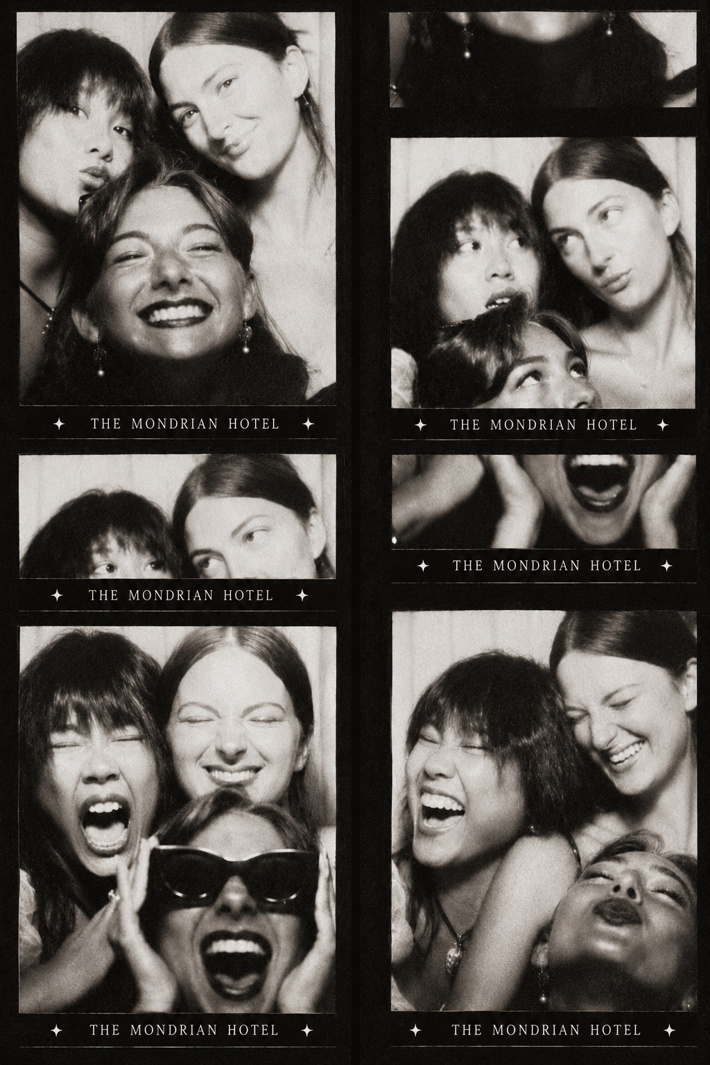 Black and white photo strips from The Mondrian Hotel