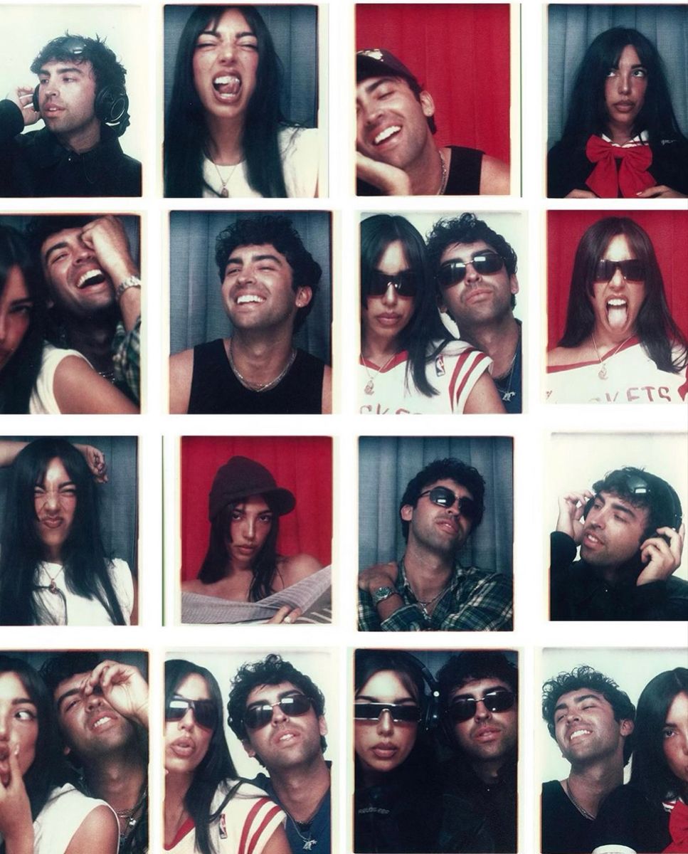 Grid of candid photo booth portraits